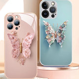 New Glass Butterfly Pattern Case for IPhone 14 Pro Max 13 Pro 15 12 11 Pro Max Fairy Butterfly Glass Phone Case