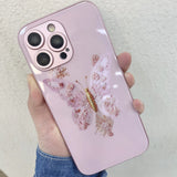 New Glass Butterfly Pattern Case for IPhone 14 Pro Max 13 Pro 15 12 11 Pro Max Fairy Butterfly Glass Phone Case